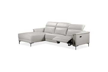 Hörnsoffa 3-sits Lund Kräm, Läder/PU, Vänster Elektrisk Fåtölj - Kräm, Läder/PU, Vänster Elektrisk Fåtölj - Möbler - Soffa - Biosoffa & reclinersoffa