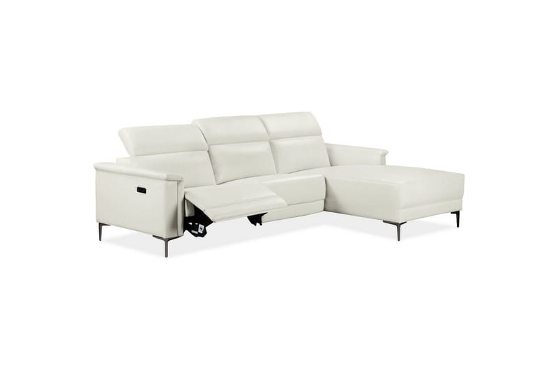 Hörnsoffa 3-sits Lund Kräm, PU, Höger elektrisk vilstol - Kräm, PU, Höger elektrisk vilstol - Möbler - Soffa - Biosoffa & reclinersoffa