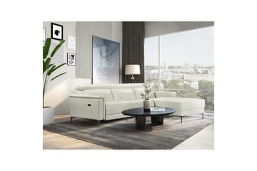 Hörnsoffa 3-sits Lund Kräm, PU, Höger elektrisk vilstol - Kräm, PU, Höger elektrisk vilstol - Möbler - Soffa - Biosoffa & reclinersoffa