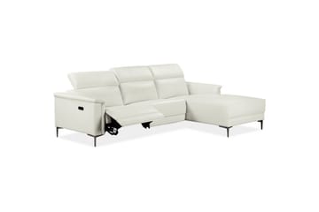 Hörnsoffa 3-sits Lund Kräm, PU, Höger elektrisk vilstol - Kräm, PU, Höger elektrisk vilstol - Möbler - Soffa - Biosoffa & reclinersoffa