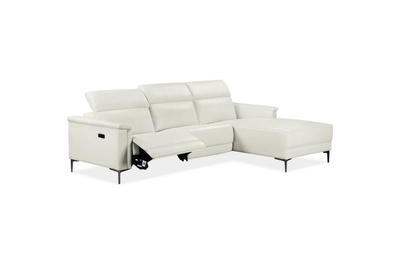 Hörnsoffa 3-sits Lund Kräm, PU, Höger elektrisk vilstol - Kräm, PU, Höger elektrisk vilstol - Möbler - Soffa - Biosoffa & reclinersoffa