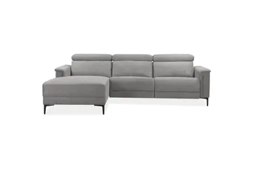 Hörnsoffa 3-sits Lund Ljusgrå, Belfast tyg, Vänster Elektrisk Fåtölj - Ljusgrå, Belfast tyg, Vänster Elektrisk Fåtölj - Möbler - Soffa - Biosoffa & reclinersoffa