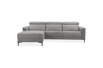 Hörnsoffa 3-sits Lund Ljusgrå, Belfast tyg, Vänster Manuell Fåtölj - Ljusgrå, Belfast tyg, Vänster Manuell Fåtölj - Möbler - Soffa - Biosoffa & reclinersoffa