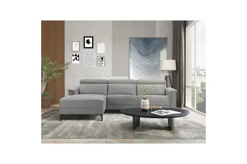 Hörnsoffa 3-sits Lund Ljusgrå, Belfast tyg, Vänster Manuell Fåtölj - Ljusgrå, Belfast tyg, Vänster Manuell Fåtölj - Möbler - Soffa - Biosoffa & reclinersoffa