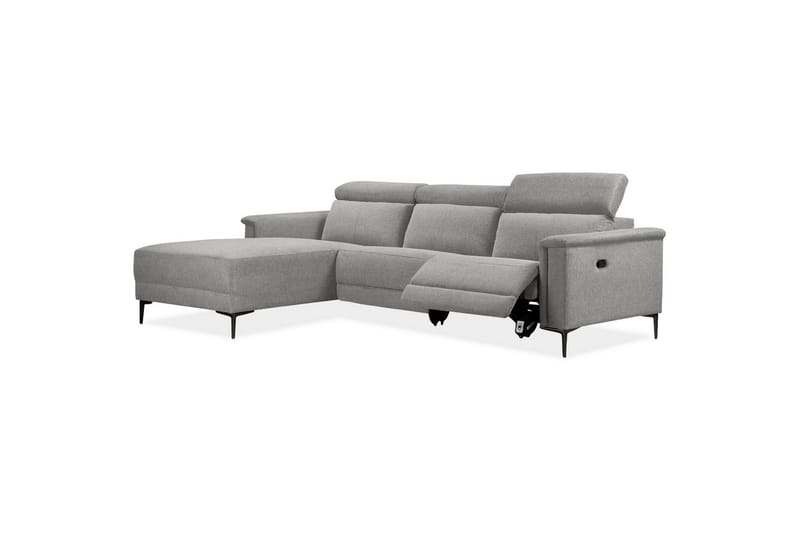 Hörnsoffa 3-sits Lund Ljusgrå, Belfast tyg, Vänster Manuell Fåtölj - Ljusgrå, Belfast tyg, Vänster Manuell Fåtölj - Möbler - Soffa - Biosoffa & reclinersoffa