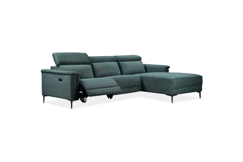 Hörnsoffa 3-sits Lund Mörkgrön, Belfast tyg, Höger elektrisk vilstol - Mörkgrön, Belfast tyg, Höger elektrisk vilstol - Möbler - Soffa - Biosoffa & reclinersoffa