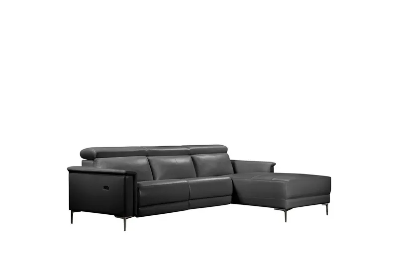 Hörnsoffa 3-sits Lund Svart, Läder/PU, Höger elektrisk vilstol, Svart, Läder/PU, Höger elektrisk vilstol