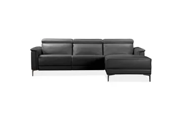 Hörnsoffa 3-sits Lund Svart, Läder/PU, Höger elektrisk vilstol - Svart, Läder/PU, Höger elektrisk vilstol - Möbler - Soffa - Biosoffa & reclinersoffa
