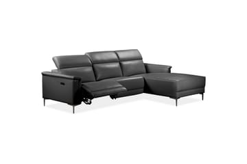 Hörnsoffa 3-sits Lund Svart, Läder/PU, Höger elektrisk vilstol - Svart, Läder/PU, Höger elektrisk vilstol - Möbler - Soffa - Biosoffa & reclinersoffa