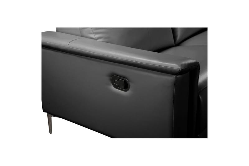 Hörnsoffa 3-sits Lund Svart, Läder/PU, Höger manuell vilstol - Svart, Läder/PU, Höger manuell vilstol - Möbler - Soffa - Biosoffa & reclinersoffa