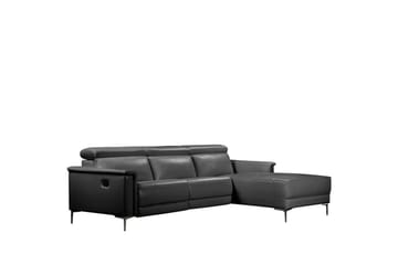 Hörnsoffa 3-sits Lund Svart, Läder/PU, Höger manuell vilstol - Svart, Läder/PU, Höger manuell vilstol - Möbler - Soffa - Biosoffa & reclinersoffa