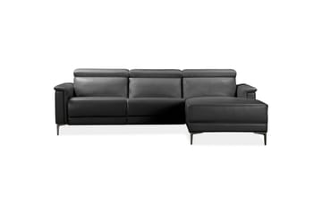 Hörnsoffa 3-sits Lund Svart, Läder/PU, Höger manuell vilstol - Svart, Läder/PU, Höger manuell vilstol - Möbler - Soffa - Biosoffa & reclinersoffa