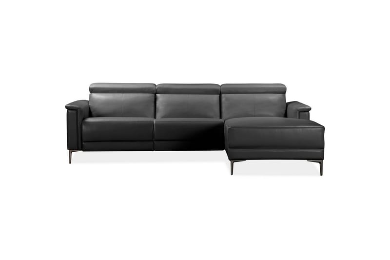 Hörnsoffa 3-sits Lund Svart, Läder/PU, Höger manuell vilstol - Svart, Läder/PU, Höger manuell vilstol - Möbler - Soffa - Biosoffa & reclinersoffa