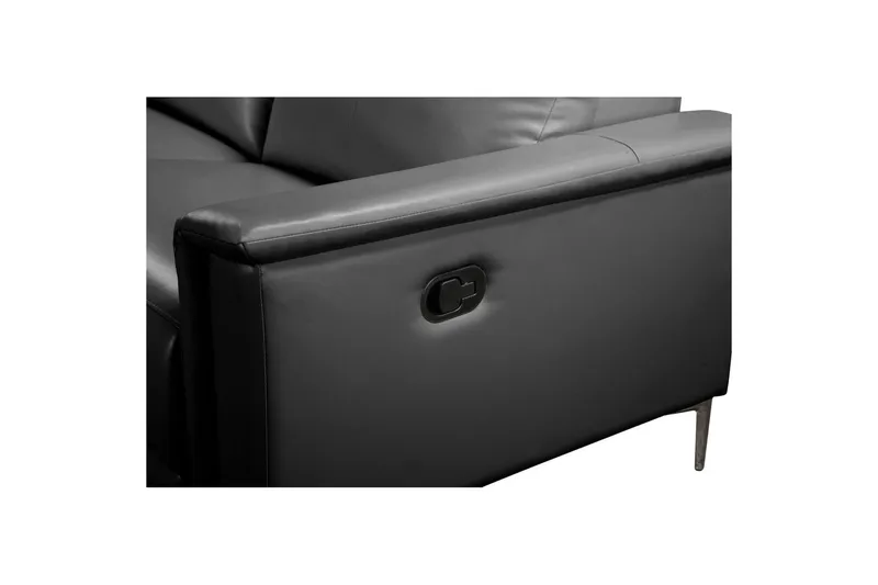 Hörnsoffa 3-sits Lund Svart, Läder/PU, Vänster Manuell Fåtölj - Svart, Läder/PU, Vänster Manuell Fåtölj - Möbler - Soffa - Biosoffa & reclinersoffa