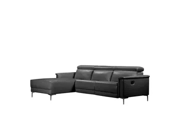 Hörnsoffa 3-sits Lund Svart, Läder/PU, Vänster Manuell Fåtölj - Svart, Läder/PU, Vänster Manuell Fåtölj - Möbler - Soffa - Biosoffa & reclinersoffa