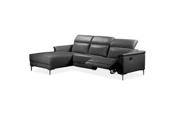 Hörnsoffa 3-sits Lund Svart, Läder/PU, Vänster Manuell Fåtölj - Svart, Läder/PU, Vänster Manuell Fåtölj - Möbler - Soffa - Biosoffa & reclinersoffa