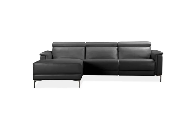 Hörnsoffa 3-sits Lund Svart, Läder/PU, Vänster Manuell Fåtölj - Svart, Läder/PU, Vänster Manuell Fåtölj - Möbler - Soffa - Biosoffa & reclinersoffa