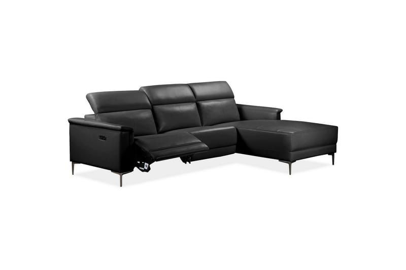 Hörnsoffa 3-sits Lund Svart, PU, Höger elektrisk vilstol - Svart, PU, Höger elektrisk vilstol - Möbler - Soffa - Biosoffa & reclinersoffa