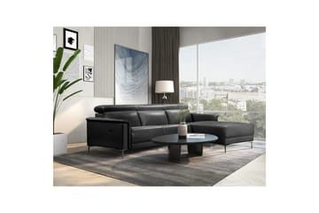 Hörnsoffa 3-sits Lund Svart, PU, Höger elektrisk vilstol - Svart, PU, Höger elektrisk vilstol - Möbler - Soffa - Biosoffa & reclinersoffa
