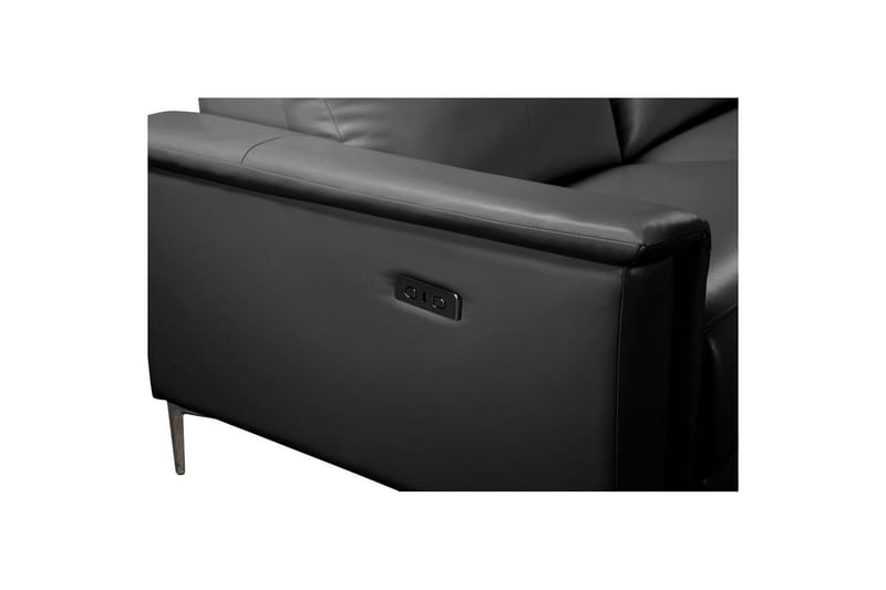 Hörnsoffa 3-sits Lund Svart, PU, Höger elektrisk vilstol - Svart, PU, Höger elektrisk vilstol - Möbler - Soffa - Biosoffa & reclinersoffa