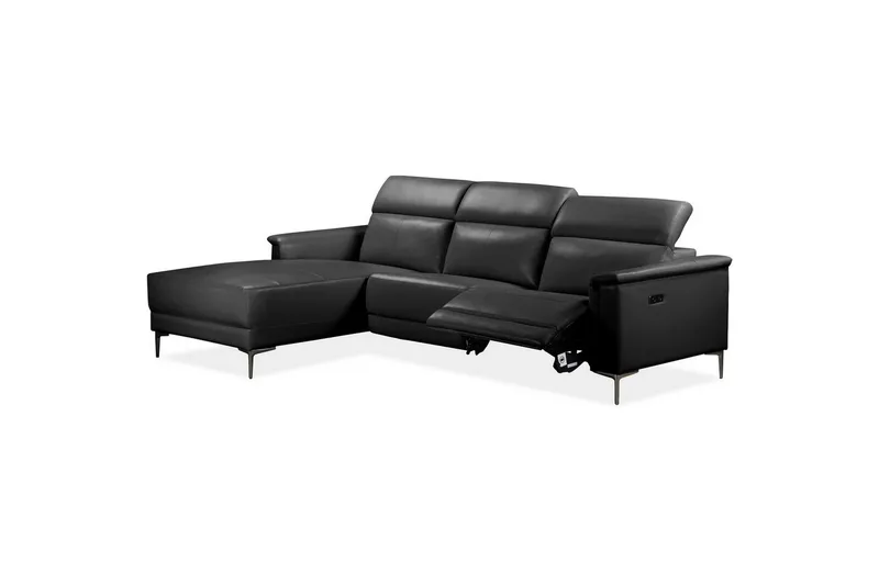 Hörnsoffa 3-sits Lund Svart, PU, Vänster Elektrisk Fåtölj - Svart, PU, Vänster Elektrisk Fåtölj - Möbler - Soffa - Biosoffa & reclinersoffa