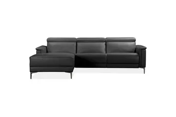 Hörnsoffa 3-sits Lund Svart, PU, Vänster Elektrisk Fåtölj - Svart, PU, Vänster Elektrisk Fåtölj - Möbler - Soffa - Biosoffa & reclinersoffa