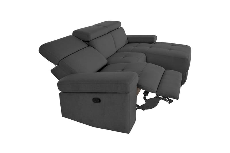 Hörnsoffa 3-sits Rayland Antracit, Sunday tyg, Höger manuell vilstol - Antracit, Sunday tyg, Höger manuell vilstol - Möbler - Soffa - Biosoffa & reclinersoffa