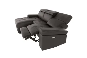 Hörnsoffa 3-sits Rayland Brun, Läder/PU, Vänster Elektrisk Fåtölj - Brun, Läder/PU, Vänster Elektrisk Fåtölj - Möbler - Soffa - Biosoffa & reclinersoffa