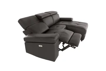 Hörnsoffa 3-sits Rayland Brun, PU, Höger elektrisk vilstol - Brun, PU, Höger elektrisk vilstol - Möbler - Soffa - Biosoffa & reclinersoffa