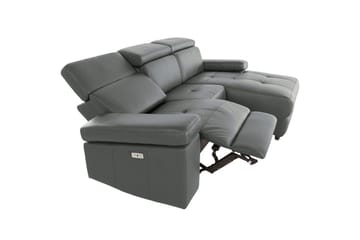 Hörnsoffa 3-sits Rayland Grå, Läder/PU, Höger elektrisk vilstol - Grå, Läder/PU, Höger elektrisk vilstol - Möbler - Soffa - Biosoffa & reclinersoffa