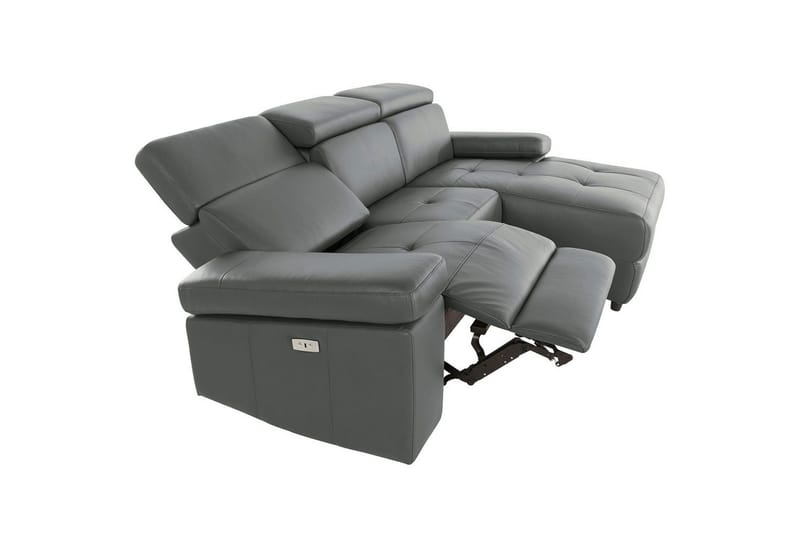 Hörnsoffa 3-sits Rayland Grå, Läder/PU, Höger elektrisk vilstol - Grå, Läder/PU, Höger elektrisk vilstol - Möbler - Soffa - Biosoffa & reclinersoffa