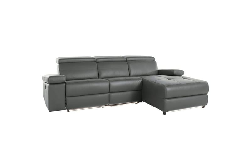 Hörnsoffa 3-sits Rayland Grå, Läder/PU, Höger manuell vilstol - Grå, Läder/PU, Höger manuell vilstol - Möbler - Soffa - Biosoffa & reclinersoffa