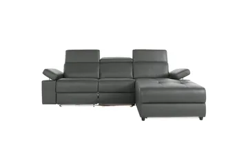 Hörnsoffa 3-sits Rayland Grå, Läder/PU, Höger manuell vilstol - Grå, Läder/PU, Höger manuell vilstol - Möbler - Soffa - Biosoffa & reclinersoffa
