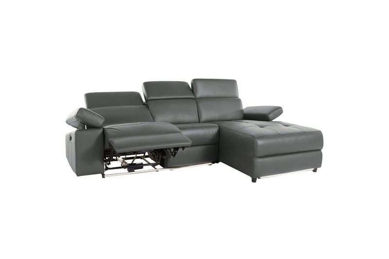 Hörnsoffa 3-sits Rayland Grå, Läder/PU, Höger manuell vilstol - Grå, Läder/PU, Höger manuell vilstol - Möbler - Soffa - Biosoffa & reclinersoffa