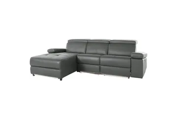 Hörnsoffa 3-sits Rayland Grå, Läder/PU, Vänster Elektrisk Fåtölj - Grå, Läder/PU, Vänster Elektrisk Fåtölj - Möbler - Soffa - Biosoffa & reclinersoffa