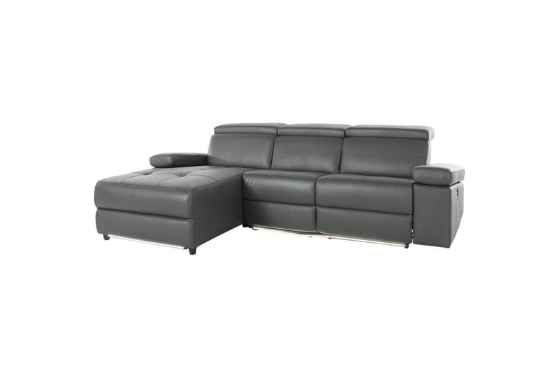Hörnsoffa 3-sits Rayland Grå, Läder/PU, Vänster Elektrisk Fåtölj - Grå, Läder/PU, Vänster Elektrisk Fåtölj - Möbler - Soffa - Biosoffa & reclinersoffa