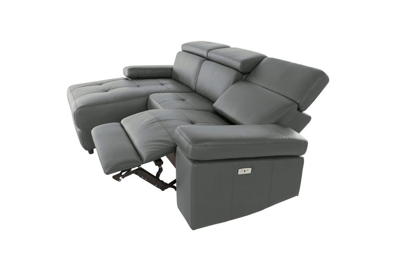 Hörnsoffa 3-sits Rayland Grå, Läder/PU, Vänster Elektrisk Fåtölj - Grå, Läder/PU, Vänster Elektrisk Fåtölj - Möbler - Soffa - Biosoffa & reclinersoffa