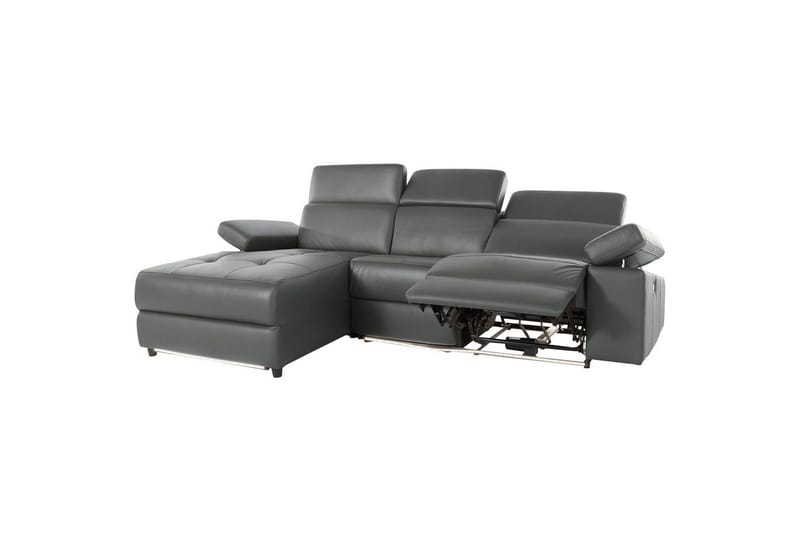 Hörnsoffa 3-sits Rayland Grå, Läder/PU, Vänster Elektrisk Fåtölj - Grå, Läder/PU, Vänster Elektrisk Fåtölj - Möbler - Soffa - Biosoffa & reclinersoffa