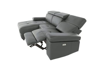 Hörnsoffa 3-sits Rayland Grå, Läder/PU, Vänster Elektrisk Fåtölj - Grå, Läder/PU, Vänster Elektrisk Fåtölj - Möbler - Soffa - Biosoffa & reclinersoffa