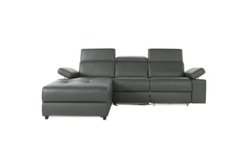 Hörnsoffa 3-sits Rayland Grå, Läder/PU, Vänster Elektrisk Fåtölj - Grå, Läder/PU, Vänster Elektrisk Fåtölj - Möbler - Soffa - Biosoffa & reclinersoffa