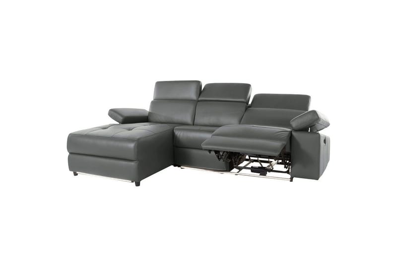 Hörnsoffa 3-sits Rayland Grå, Läder/PU, Vänster Manuell Fåtölj - Grå, Läder/PU, Vänster Manuell Fåtölj - Möbler - Soffa - Biosoffa & reclinersoffa