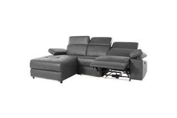 Hörnsoffa 3-sits Rayland Grå, Läder/PU, Vänster Manuell Fåtölj - Grå, Läder/PU, Vänster Manuell Fåtölj - Möbler - Soffa - Biosoffa & reclinersoffa
