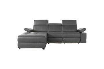Hörnsoffa 3-sits Rayland Grå, Läder/PU, Vänster Manuell Fåtölj - Grå, Läder/PU, Vänster Manuell Fåtölj - Möbler - Soffa - Biosoffa & reclinersoffa