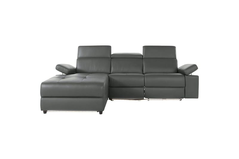 Hörnsoffa 3-sits Rayland Grå, Läder/PU, Vänster Manuell Fåtölj - Grå, Läder/PU, Vänster Manuell Fåtölj - Möbler - Soffa - Biosoffa & reclinersoffa