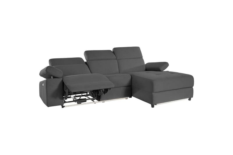 Hörnsoffa 3-sits Rayland Grå, Sunday tyg, Höger elektrisk vilstol - Grå, Sunday tyg, Höger elektrisk vilstol - Möbler - Soffa - Biosoffa & reclinersoffa