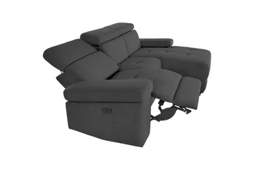 Hörnsoffa 3-sits Rayland Grå, Sunday tyg, Höger elektrisk vilstol - Grå, Sunday tyg, Höger elektrisk vilstol - Möbler - Soffa - Biosoffa & reclinersoffa