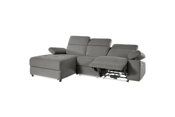 Hörnsoffa 3-sits Rayland Grå, Sunday tyg, Vänster Elektrisk Fåtölj - Grå, Sunday tyg, Vänster Elektrisk Fåtölj - Möbler - Soffa - Biosoffa & reclinersoffa