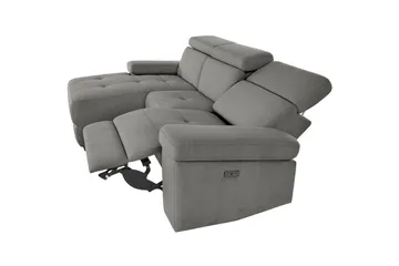 Hörnsoffa 3-sits Rayland Grå, Sunday tyg, Vänster Elektrisk Fåtölj - Grå, Sunday tyg, Vänster Elektrisk Fåtölj - Möbler - Soffa - Biosoffa & reclinersoffa