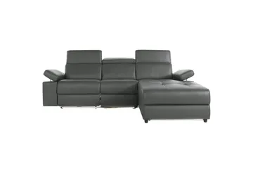 Hörnsoffa 3-sits Rayland Grå, PU, Höger elektrisk vilstol - Grå, PU, Höger elektrisk vilstol - Möbler - Soffa - Biosoffa & reclinersoffa