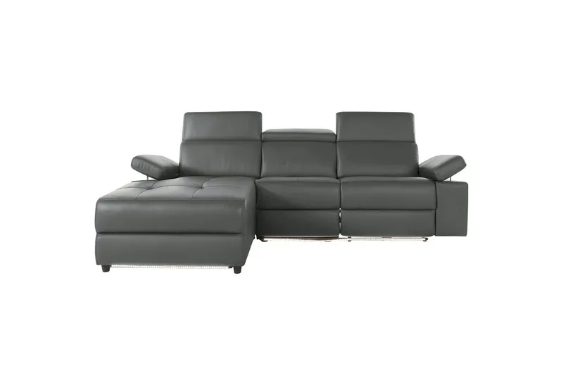 Hörnsoffa 3-sits Rayland Grå, PU, Vänster Manuell Fåtölj - Grå, PU, Vänster Manuell Fåtölj - Möbler - Soffa - Biosoffa & reclinersoffa